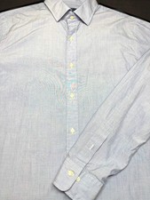 Ralph Lauren Mens Polo Button Front Long Sleeve Blue Cotton Shirt 17 1/2 XL