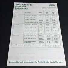 FORD GRANADA PREISE / 4p folder brochure / 1984 DE German