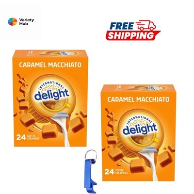 International Delight Caramel Macchiato Coffee Creamer 24ct (2 Pack) + Keychain