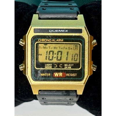Vintage Gold-Tone Quemex Digital Watch   Fresh Battery!