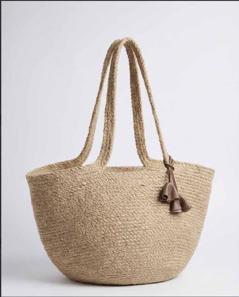Bolso de Playa de Fibra de Yute Trenzado para Mujer, Mediano, 15*9 pulgadas