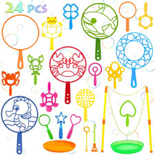 24 Pcs Big Bubble Wands Set,Big Bubble Wands Set for Adult Summer Outdoor Toys B