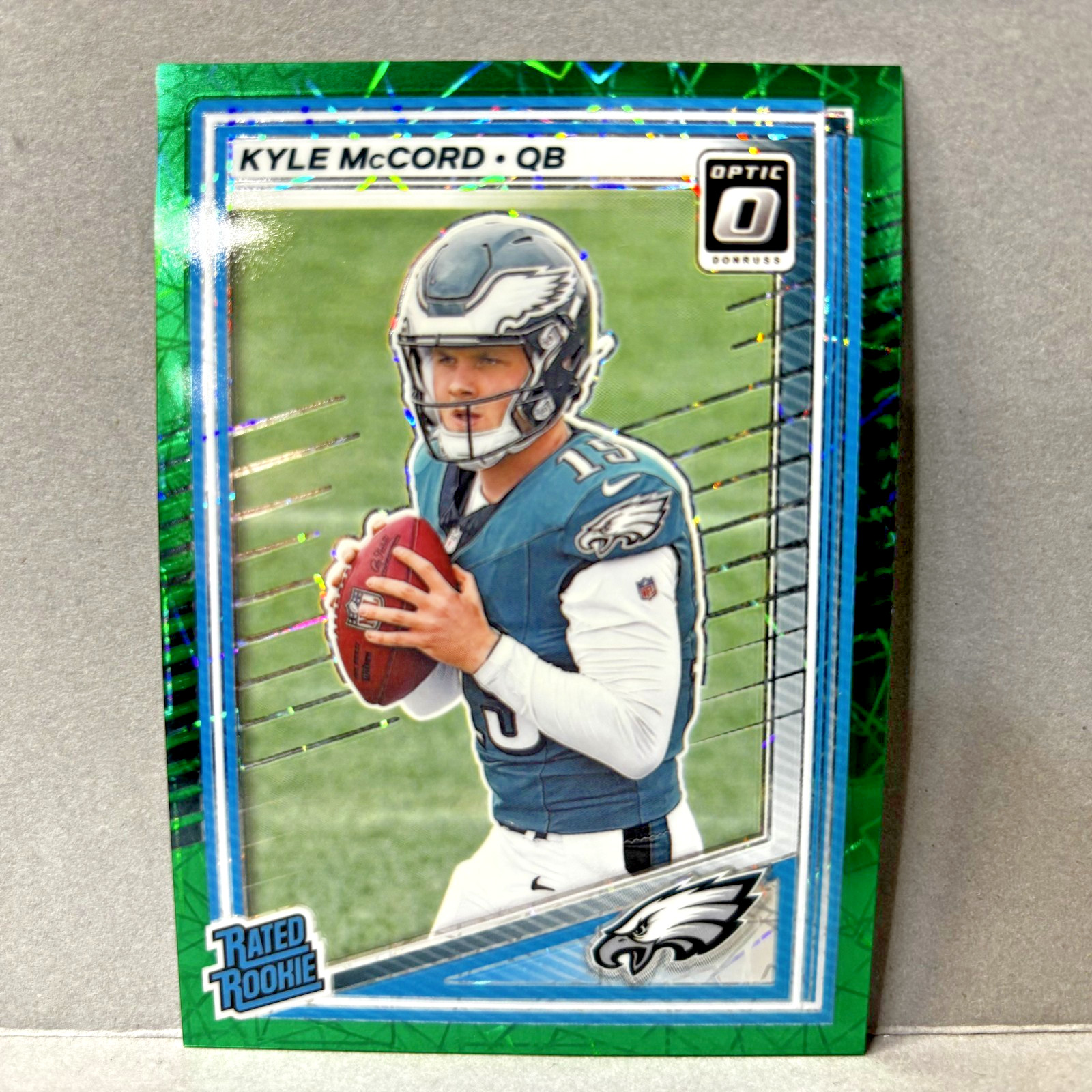 2025 Panini Donruss Optic - Rated Rookie Kyle McCord #283 Green Hyper Prizm (RC)