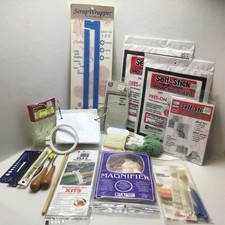 Lot Of VtG Mixed Craft Supplies-Yarn Crafts-Magnifier-Floss Holders-Loop More