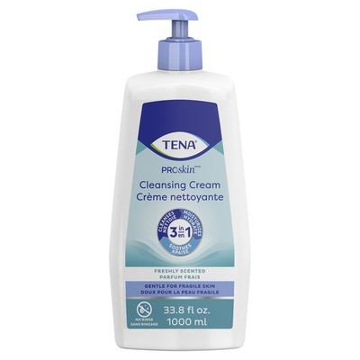 8 TENA Skin Cleansing Cream Rinse-Free Wash Pump Bottle 33.8 oz 1000 mL 64435