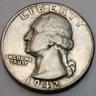 1942 D Washington Quarter, 90% Silver US 25 Cent Coin Perfect 4 Albums, Q-D42G