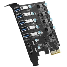 7-Port USB PCIe Card, Super Speed, 5x USB 3.0 A, 2x USB-C, Internal Hub, PC