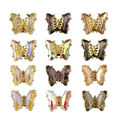 5Pcs Spinning Nail Jewelry Relief 3D Butterfly Windmill Nail Charms Rotating