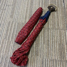 GUCCI Folding Umbrella Logo Horsebit Wooden Handle Compact Red Italy Vintage