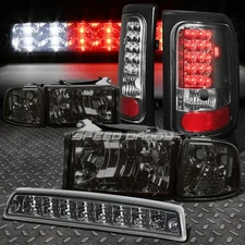 SMOKE HOUSING HEADLIGHT+TITNED LED TAIL LIGHT+3RD BRAKE LAMP FOR 94-02 DODGE RAM