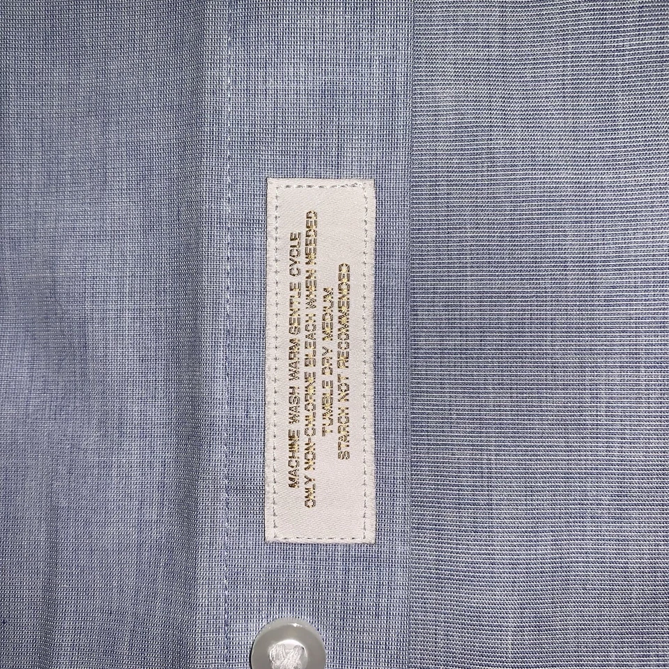 Roundtree & Yorke Gold Label Mens 18.5-34/35 BIG Solid Blue Non Iron Ez Wash - Image 4 of 4