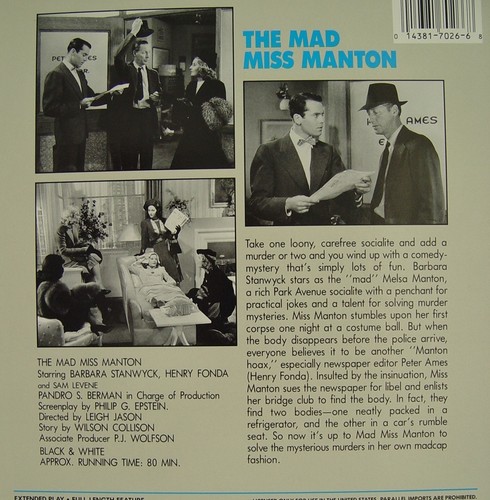 The Mad Miss MANTON Henry FONDA Barbara STANWYCK Comedy RKO 1938 LASERDISC - Picture 2 of 5