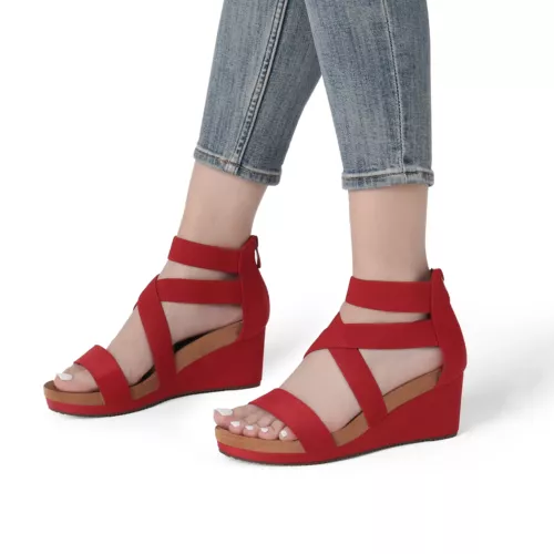 Women Casual Platform Wedge Sandals Open Toe Back Zipper Dress Shoes - Picture 25 of 28