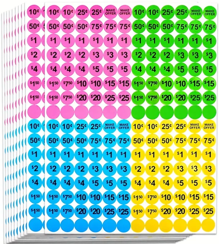 FOXYAYE 384 Priced Garage Yard Sale Stickers Labels Price Tags Flea Market Sale Adhesive