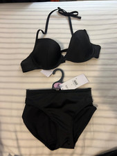 BRAND NEW WITH TAGS GEORGE halter neck BIKINI top 34B  and bottoms 8 in black