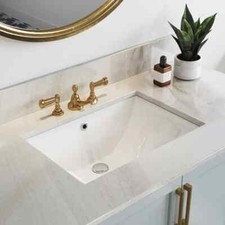HOROW 23.65" Undermount Bathroom Sink Ceramic Vessel Vanity Rectangle White