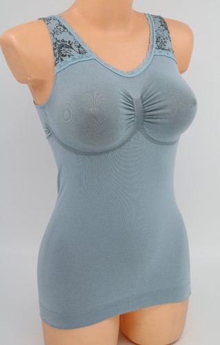 ♥Schlankstütz Mieder Leicht-Top M 38/40 rauchblau*Blütenzauber Spitze * SK1 ♥