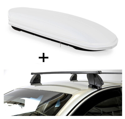 Dachbox VDPMAA460L weiß+Dachträger K1M für für VW Polo IV 9N 5Türer 03-08