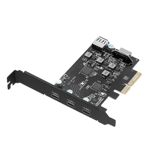 PCIe TO USB3.2 Gen2 Expansion Card Adapter with Type-C Type-E 19Pin 20Gbps