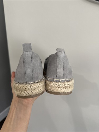 Crown Vintage Sz 9 M espadrilles Shoes Slip On Gray Blue suede Leather Flats - Picture 5 of 9