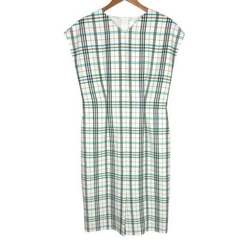 Vestido Vaina Hugo Boss Daela A Cuadros Manga Gorra Midi Silencioso Lujo Preppy Nuevo con Etiquetas 8 - Imagen 3 de 11