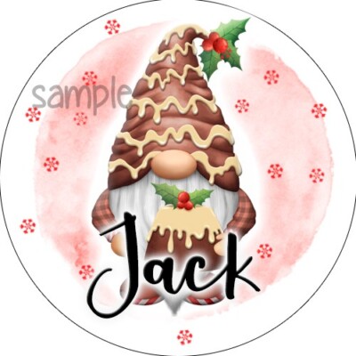PERSONALISED Gonk Gnome CHRISTMAS STICKERS / LABELS 24 PER SHEET ANY NAME