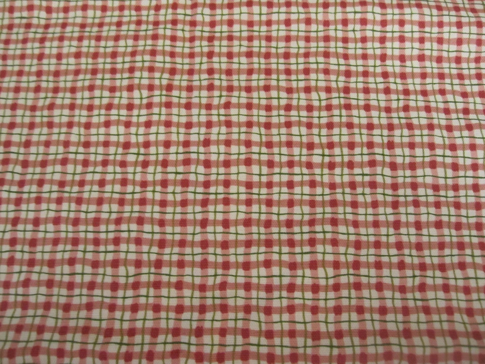 Tela de algodón Mill Creek serigrafía rojo verde estampado a cuadros 1 yarda 10" x 56 Foto 3 de 4