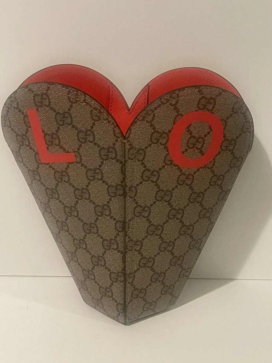 Gucci GG Supreme Heart Shaped Coin Pouch Red