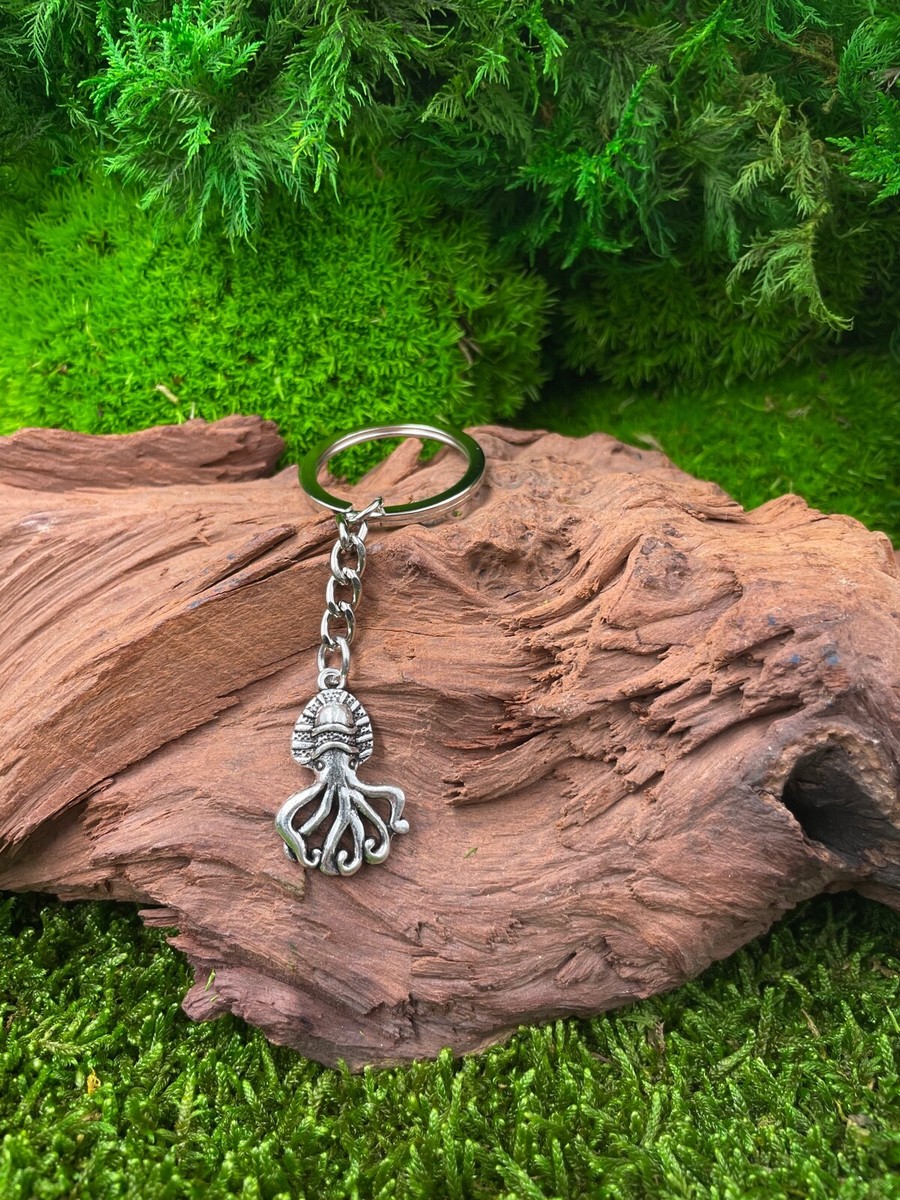 Porte-clés Poulpe En Métal Argenté - Pendentif Charm Marin, Neuf Avec étiquettes, Unisexe