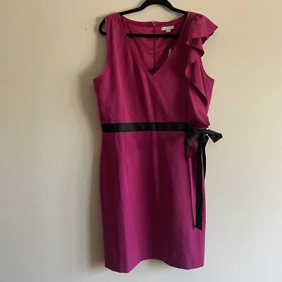 Vestido New York & Company Wmn 18 Rosa/Negro Sin Mangas Volantes Corbata Cinturón Nuevo con Etiquetas - Imagen 1 de 4