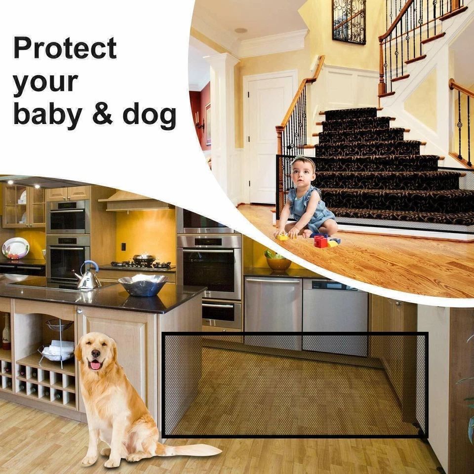 EE. UU. Grande Mascota Perro Bebé Puerta de Seguridad Malla Valla Protector Portátil Interior Hogar Cocina Foto 2 de 4