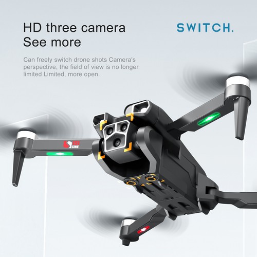 Folding RC Drone w/ 3*Camera 3*Btteries Quadcopter Brushless Obstacle Avoidance - Picture 3 of 16