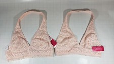 Geo Lace Halter Bralette Unpadded Xhilaration Feather Peach Cream - 2 Pack