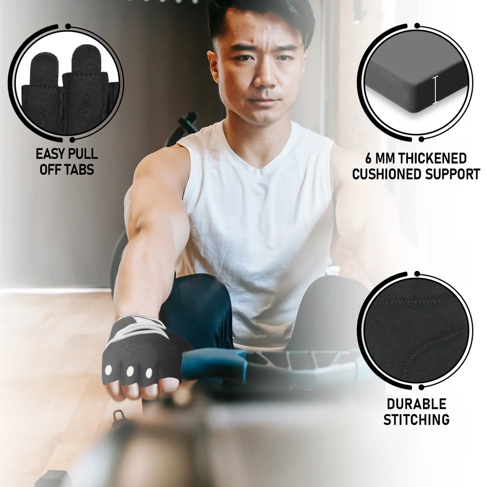 WEIGHT LIFTING GLOVES WITH WRIST SUPPORT STRAP FITNESS GYM WORKOUT TRAINING - image 4 of 4