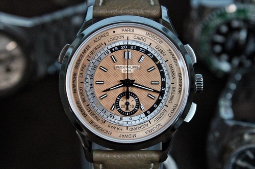 Patek Philippe 5935a World Time Flyback Chronograph New Unworn Full Set 3 Straps
