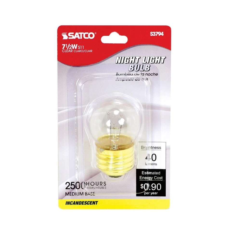 Satco S3794 - 7.5 Watt S11 Medium Base Night Light Bulb - 2700K (20 Pack) - Image 3 of 4