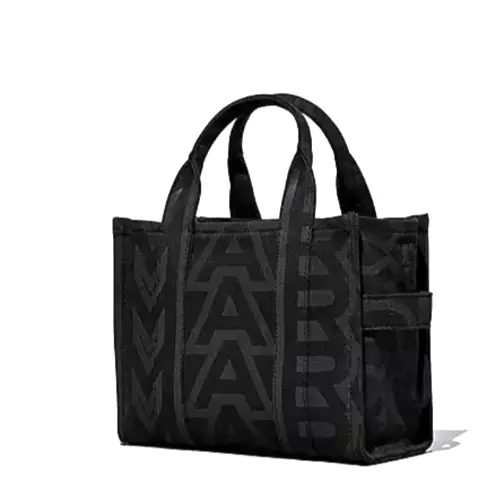 Auth NWT 295 Marc Jacobs The Outline Monogram Mini Tote In Black