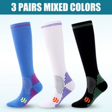 3 Pairs Compression Socks for Women Men Knee High 15-20mmhg Stocking for Sports