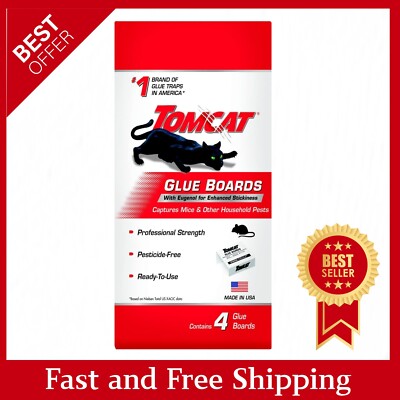 Tomcat Glue Boards with Immediate Grip Glue, Ready-To-Use, 4 Traps Free Shipping