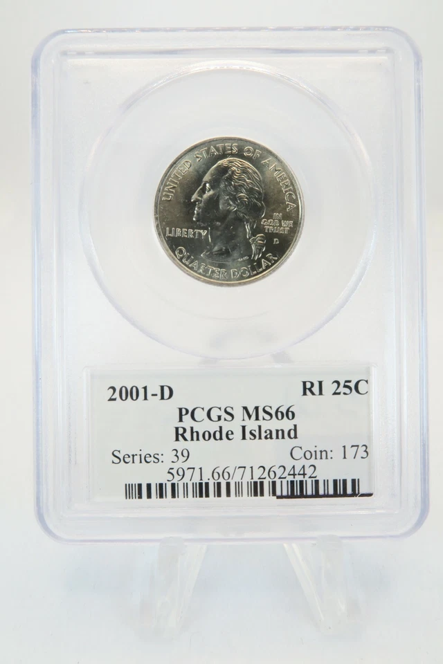 2001-D PCGS MS66 Rhode Island State Quarter Business Strike 25C - Image 2 of 2