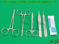 5 PC CLASSIC SUTURE LACERATION REMOVAL KIT SET (SCALPEL HANDLE #3+ 5 BLADES #12)
