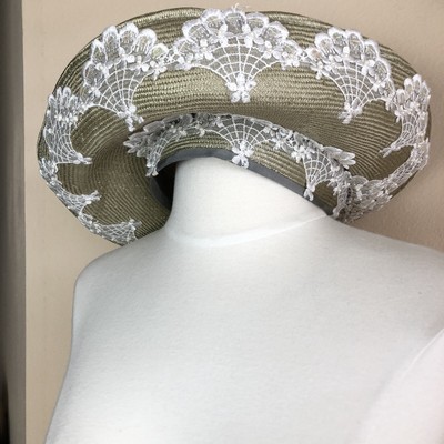 Jack McConnell Vintage Woven Pearl & Floral /Rhinestone Hat 