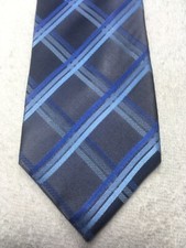 BCBG ATTITUDE MENS TIE CHARCOAL GRAY WITH BLUE STRIPES 3.5 X 60
