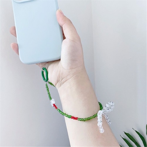 Beaded Bowknot Pendant Phone Straps Lanyard Y2K Style Pocket Keychain Strap - Zdjęcie 4 z 8