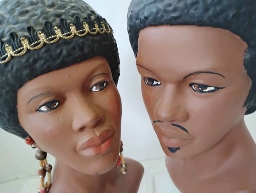 1960s Vintage Black Collectible Male & Female Heads Afro Hair Styles Rare 8" - Picture 23 of 23