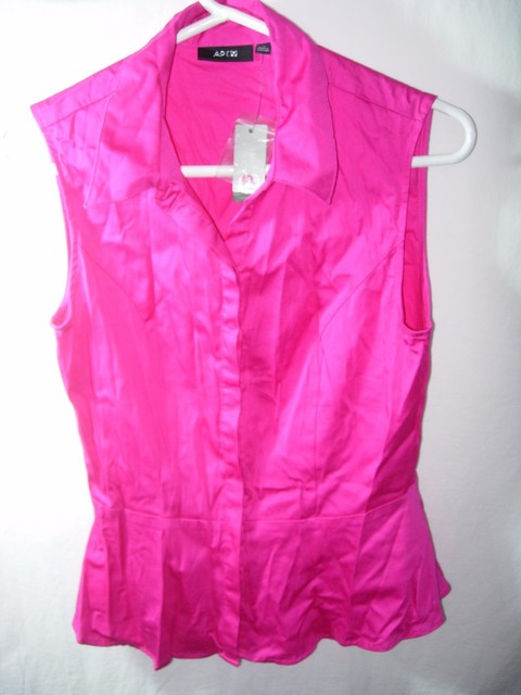 WOMENS NEW NWT HOT PINK KOHLS COTTON BLEND SLEEVELESS BLOUSE TOP SHIRT SIZE S 36 | eBay
