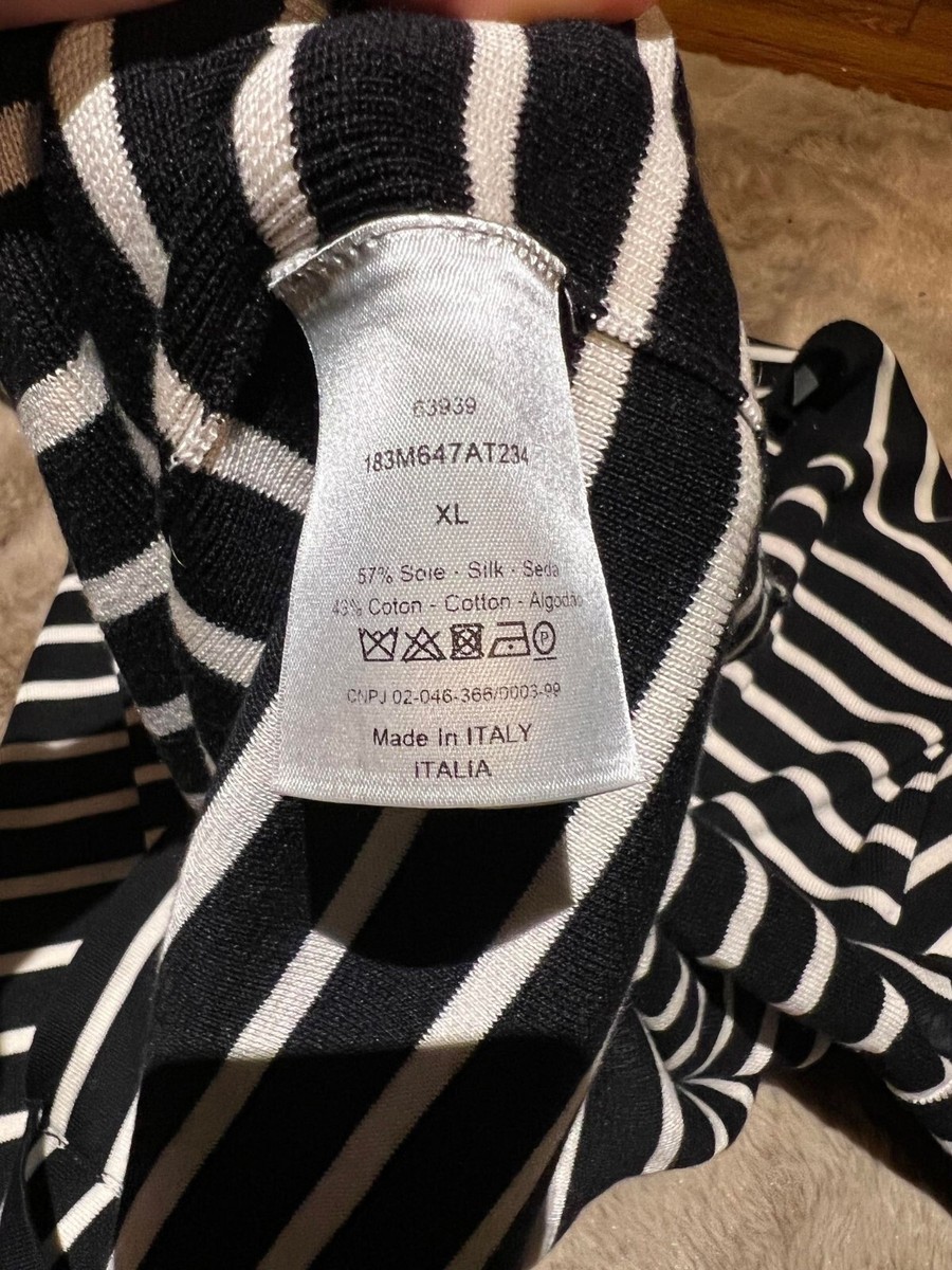 Genuine Christian Dior 2021 Black White Striped Logo Knit Genuine Christian Dior 2021 Black White Striped Logo Knit
