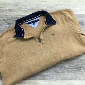 Tommy Hilfiger 1/4 con cremallera Mock Neck Sudadera Jersey Marrón Para  Hombres Talla XL | eBay