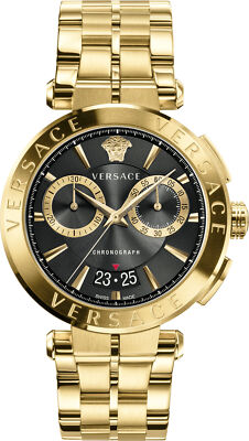 Versace VE1D02823 Aion Chronograph schwarz gold Edelstahl Armband Uhr Herren NEU
