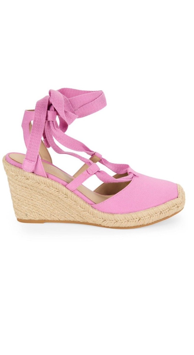 Stuart Weitzman All Tied Up Lilac Canvas Twill Espadrille Wedge